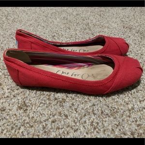Red Toms Ballet Flats, 7.5